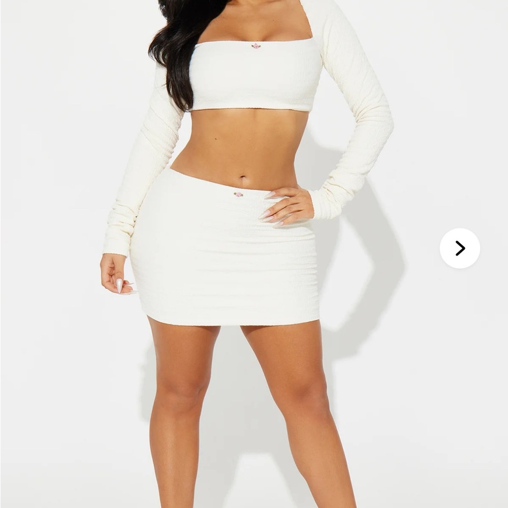 Fashion Nova White Mini Pencil Skirt Set